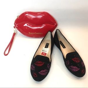 NWT INC Lips Rhinestone Flats Shoes